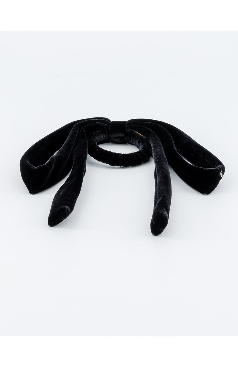 Alexandre de Paris Isild Velvet Ribbon Hair Tie, Alternate, color, Black
