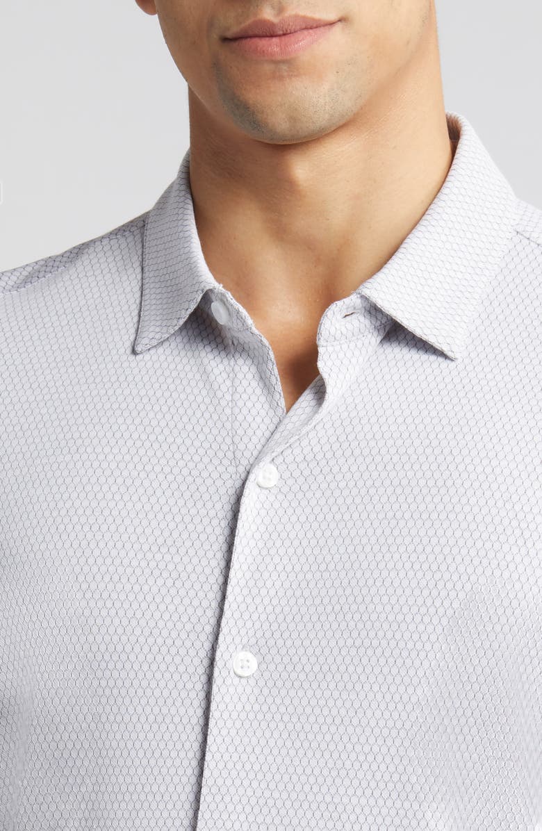 Robert Barakett Campbell Knit Short Sleeve Button-Up Shirt, Alternate, color, Grey