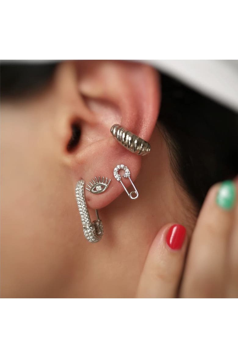 Eye Stud Earrings Sterling Silver, Alternate, color, Silver