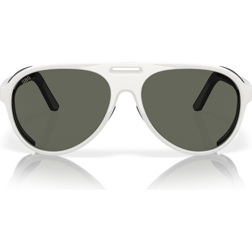 Costa Del Mar 59mm Polarized Pilot Sunglasses In Hull White/gray