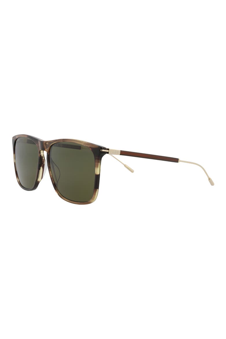 Novelty 58mm Rectangular Sunglasses, Alternate, color, HAVANA GOLD GREEN