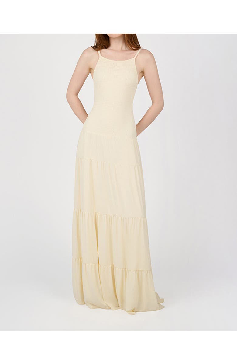 WeWoreWhat Smocked Drop Waist Maxi Dress, Main, color, Ivory