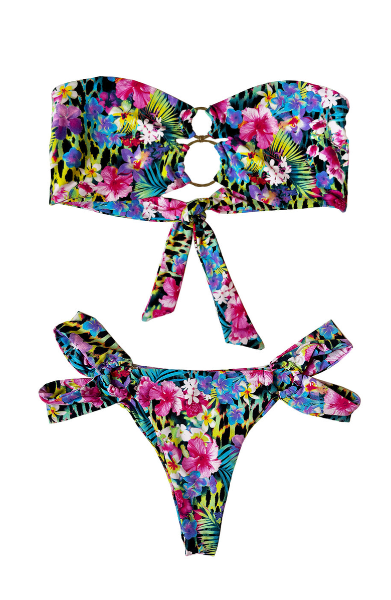 Beach Bunny Swimwear Grace Bandeau Top, Alternate, color, Animal Print