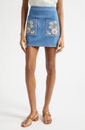 Veronica Beard Pallas Embroidered Pocket Detail Stretch Cotton Skirt