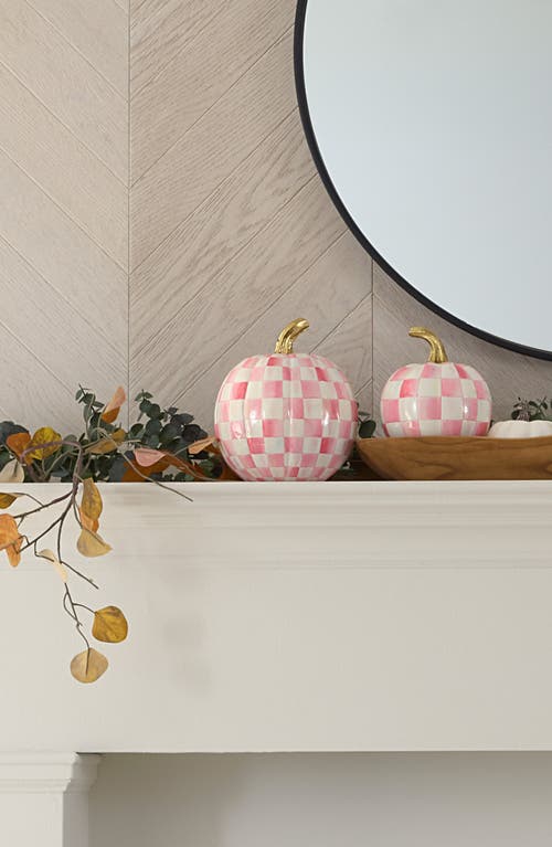 Mackenzie-childs Mackenzie Childs Bubblegum Pink Check Small Pumpkin In Multi