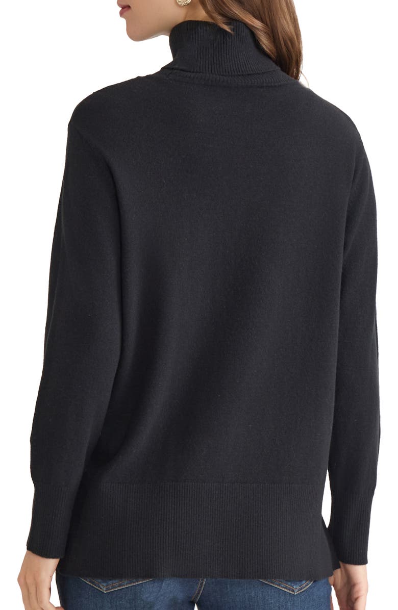 Jones New York Turtleneck Seam Front Bouclé Sweater, Alternate, color, Jones Black