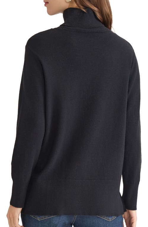 Jones New York Turtleneck Seam Front Bouclé Sweater In Black