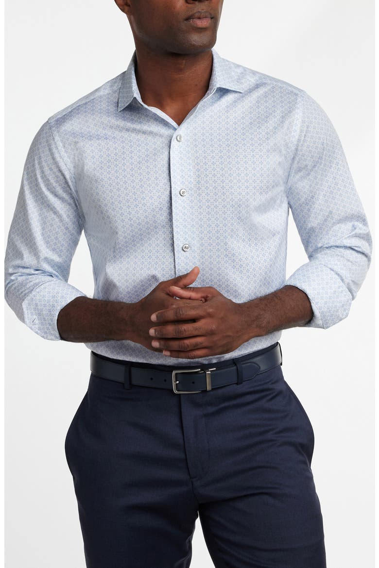 Neat Print Sport Shirt, Alternate, color, WHITE/ SKY