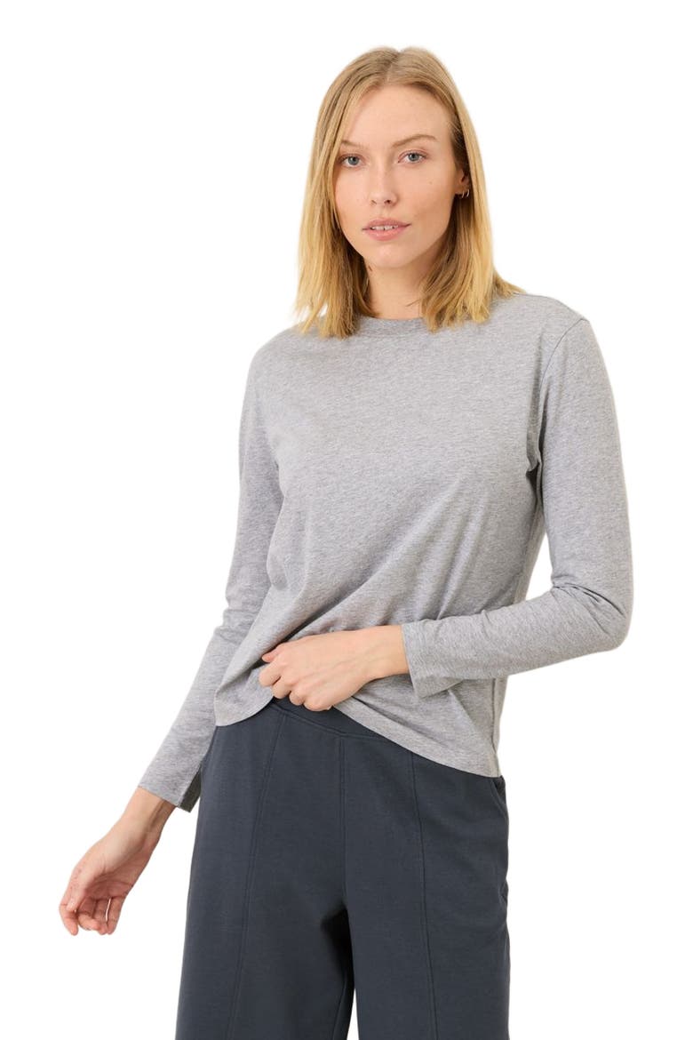 Organic Cotton Women's Softspun Essential Crewneck Long Sleeve Tee, Main, color, Heather Grey