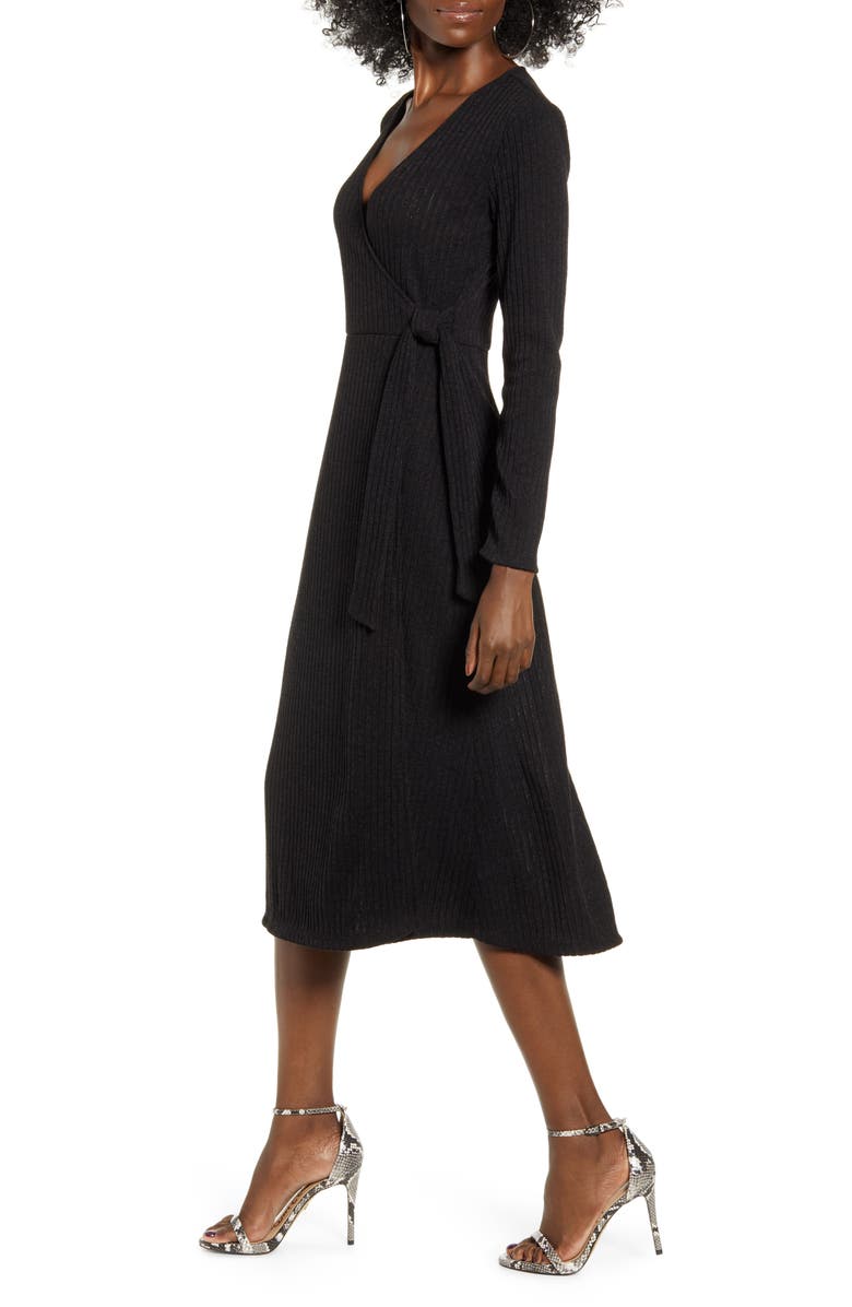 All in Favor Wrap Front Midi Dress, Alternate, color, 