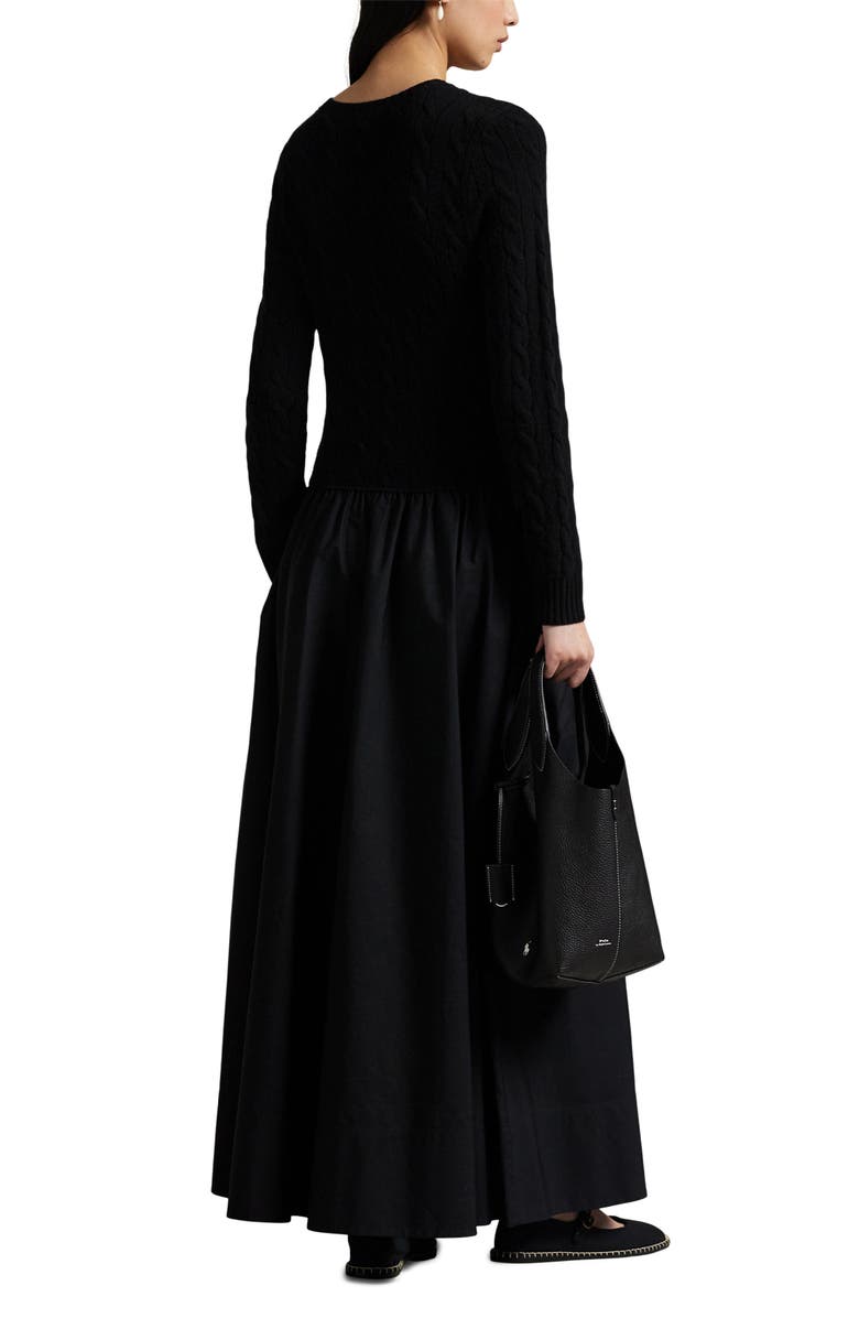 Polo Ralph Lauren Long Sleeve A-Line Dress, Alternate, color, Polo Black