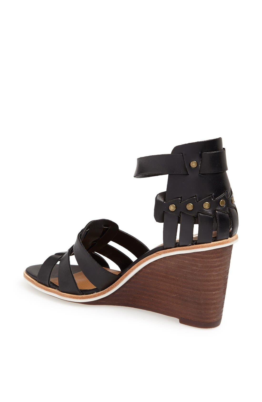 DV by Dolce Vita 'Cho' Wedge Sandal (Nordstrom Exclusive), Alternate, color, BLACK LEATHER
