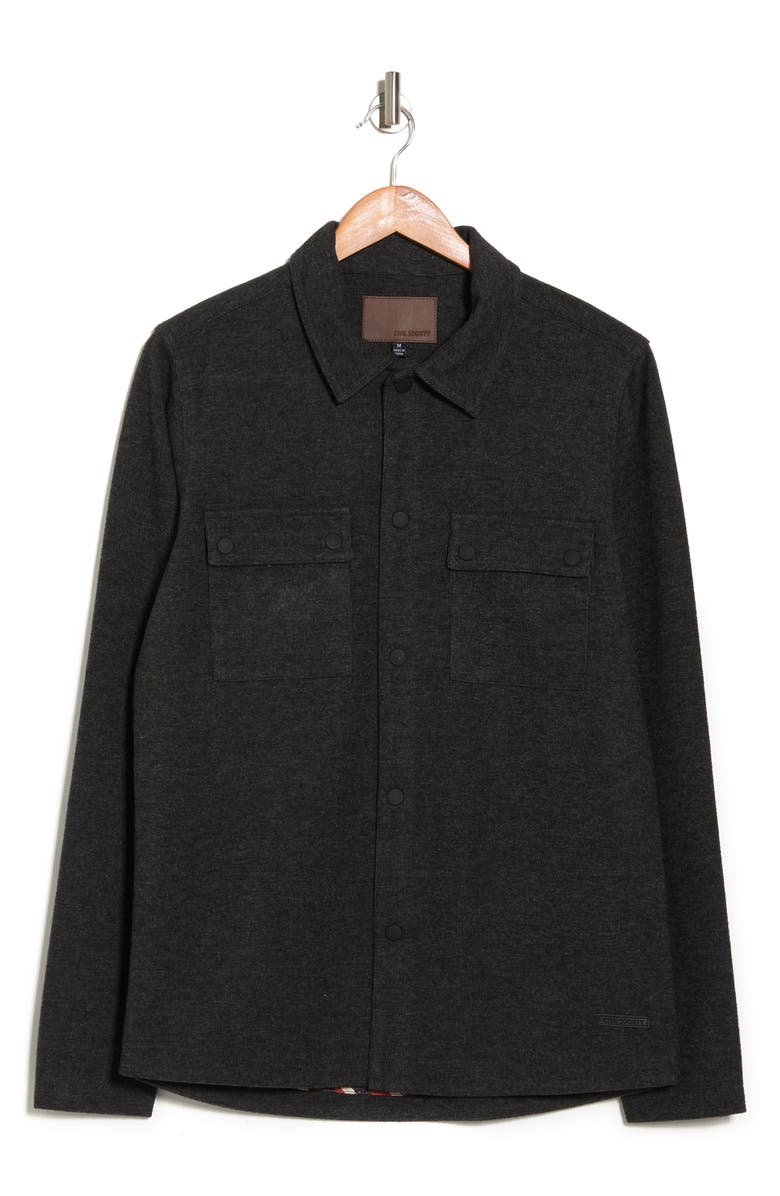 Civil Society Bennett Knit Shirt Jacket, Alternate, color, Heather Charcoal