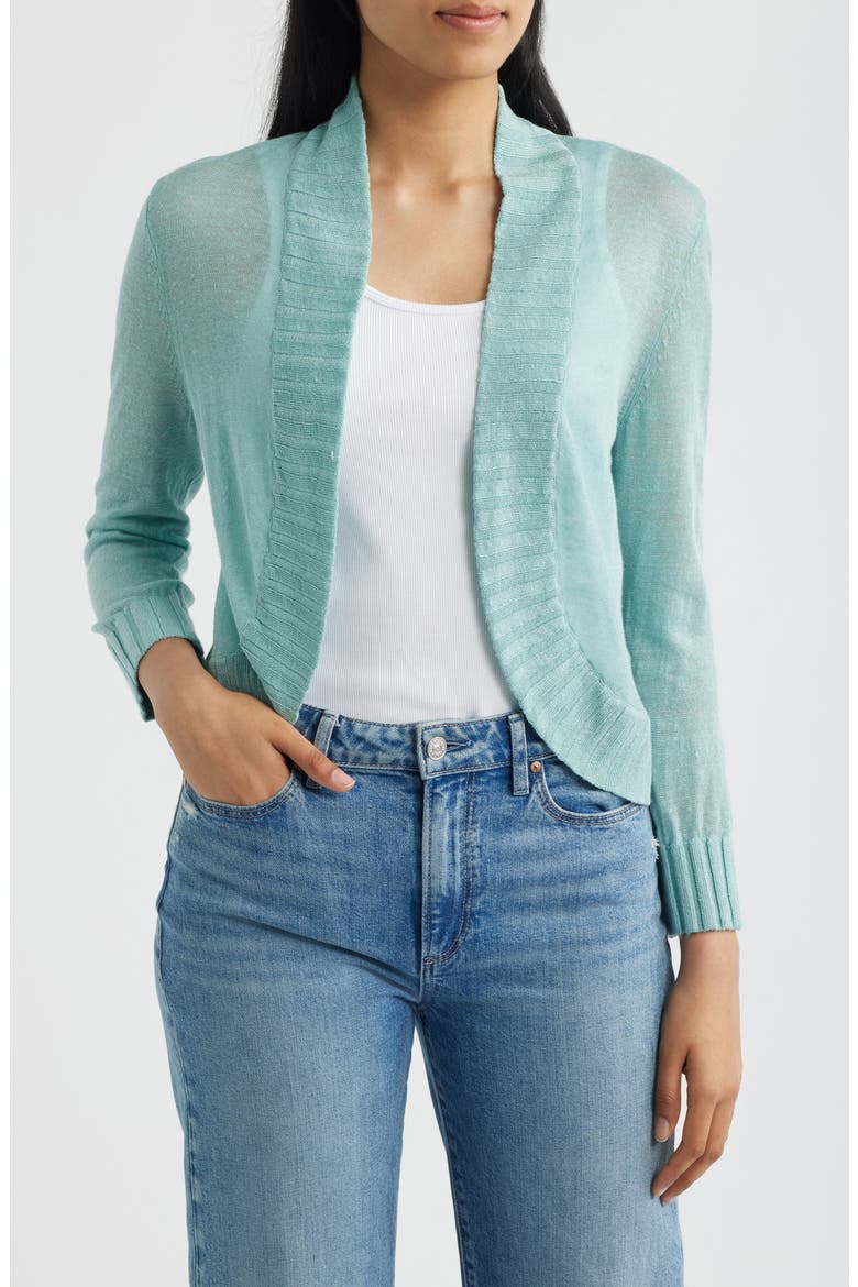 Bolero Open Front Cardigan, Main, color, AQUIFER