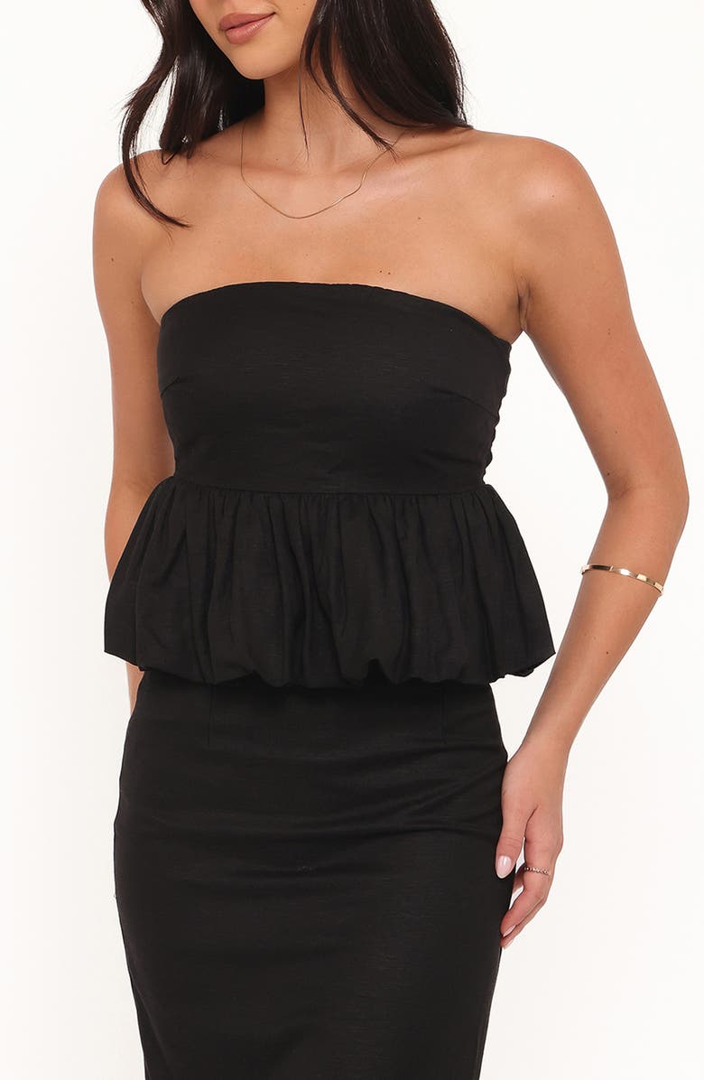 Petal & Pup Ursa Peplum Strapless Top, Main, color, Black