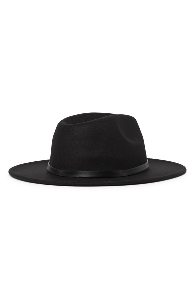 Melrose and Market Faux Leather Trim Felt Panama Hat, Alternate, color, 