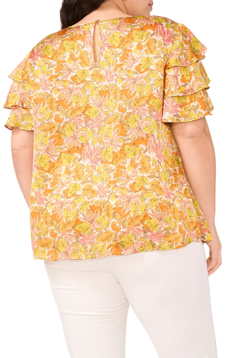 Vince Camuto Tiered Ruffle Sleeve Top, Alternate, color, Crushed Orange