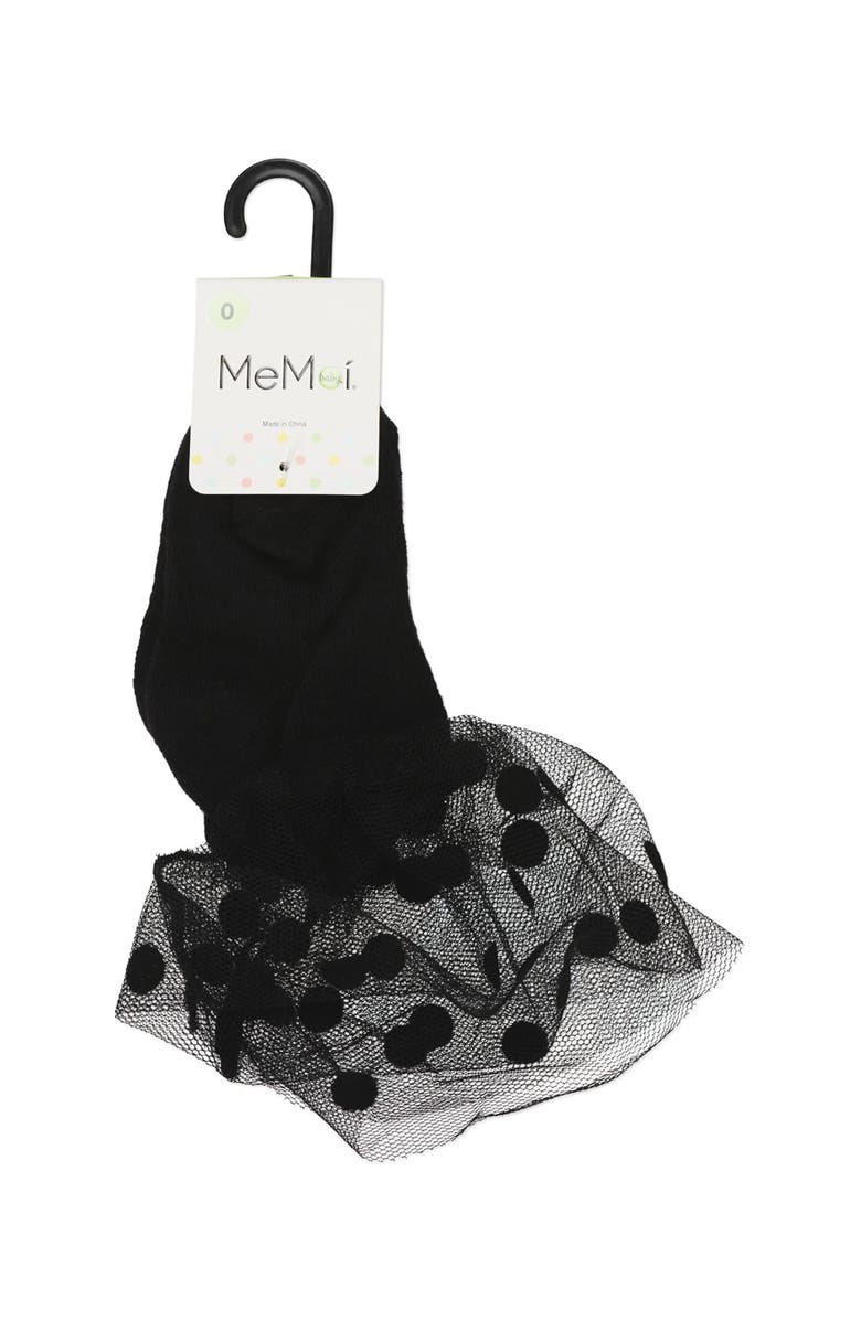 MeMoi Flocked Dot Tulle Anklet, Alternate, color, Black