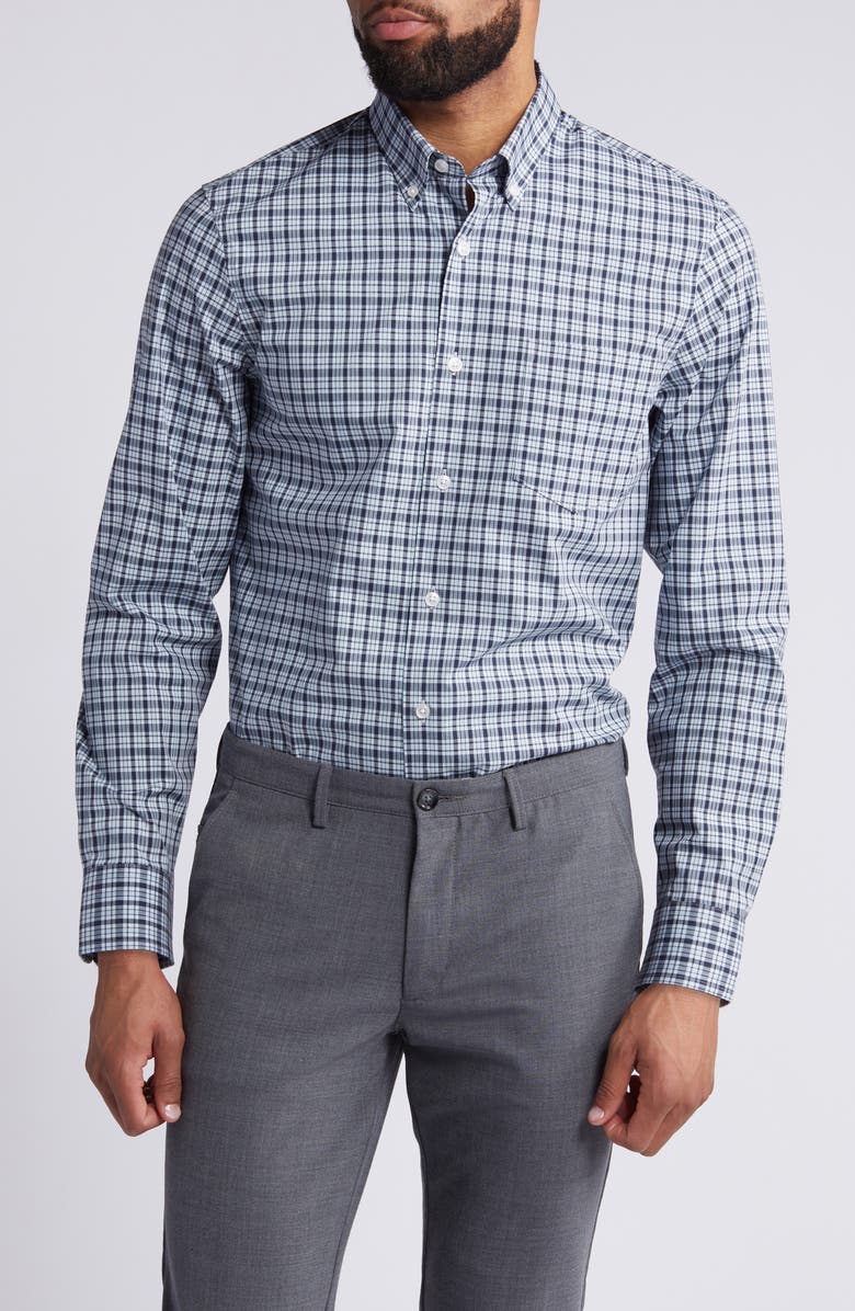 Nordstrom Trim Fit Tech-Smart Plaid Button-Down Shirt, Main, color,