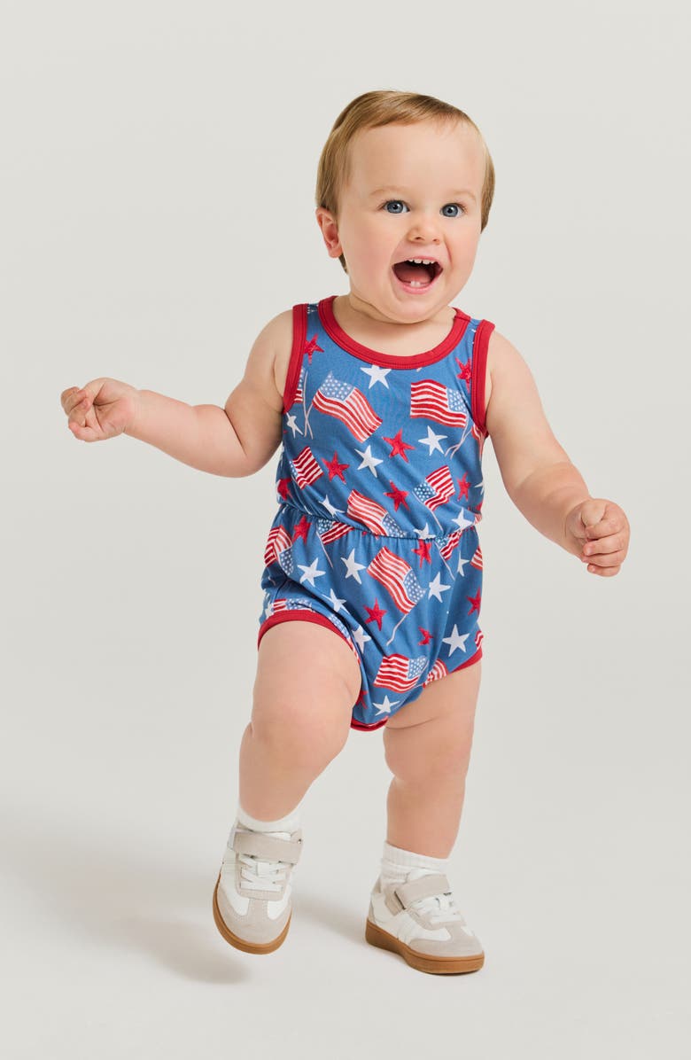 Posh Peanut Varsity Bubble Romper, Alternate, color, Blue