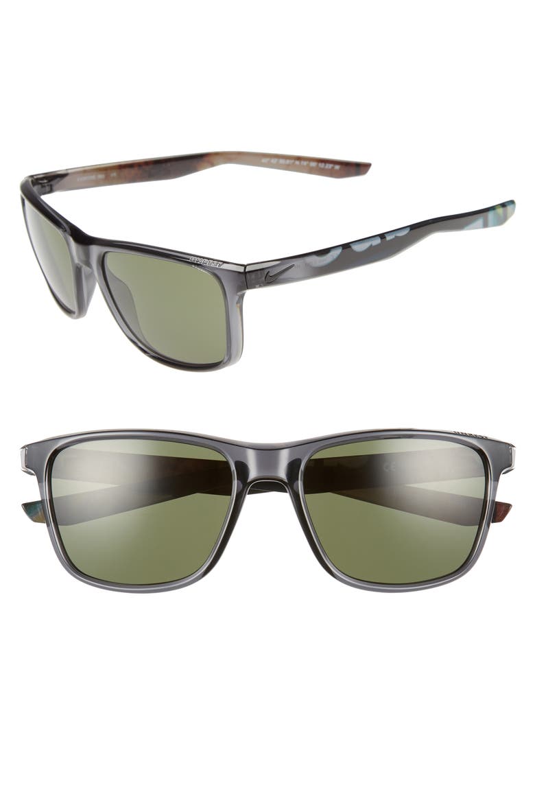 Unrest SE 57mm Sunglasses, Main, color, CRYSTAL ANTHRACITE/ GREEN