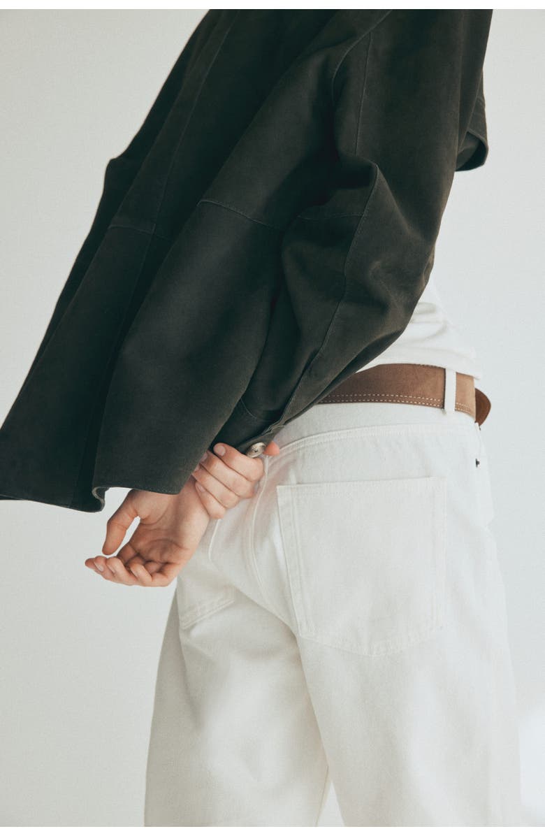 H&M Denim bermuda shorts with belt, Alternate, color, Cream