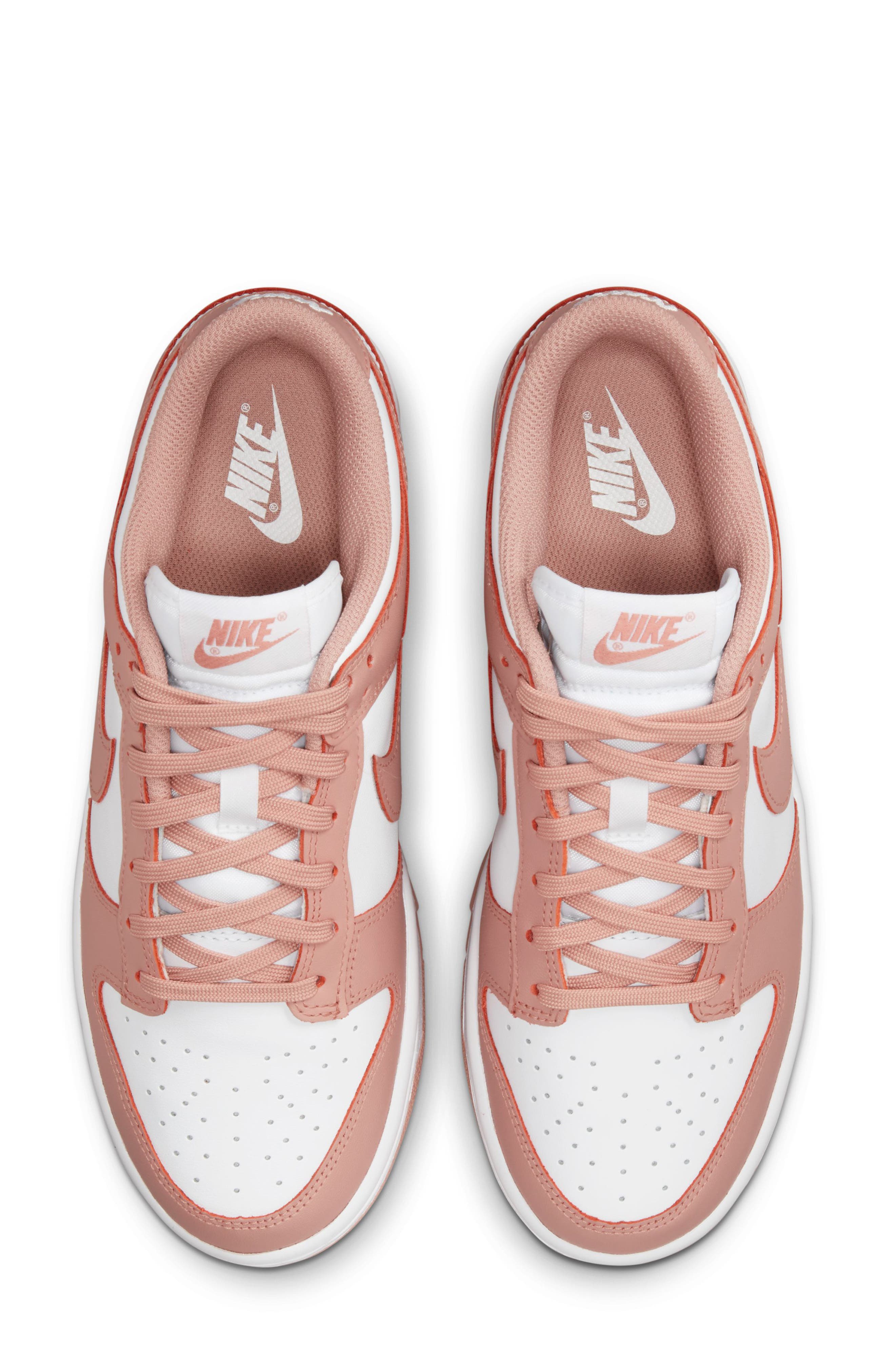 Nike Dunk Low Basketball Sneaker, Alternate, color, White/ Rose Whisper