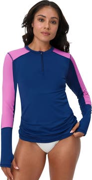 BloqUV Women's Performance Quarter Zip Long Sleeve Crew Shirt for Sun and UV Protection