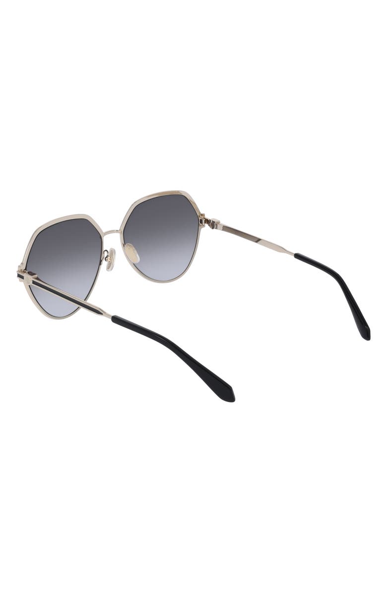 FERRAGAMO 62mm Oversize Tea Cup Sunglasses, Alternate, color, Gold/ Grey Gradient