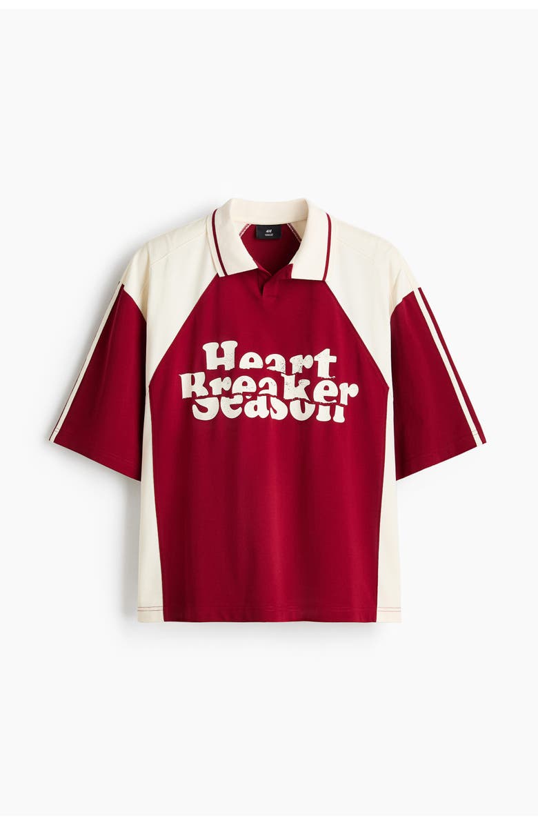H&M Oversized Fit Polo Shirt, Main, color, Red/Heartbreaker Season