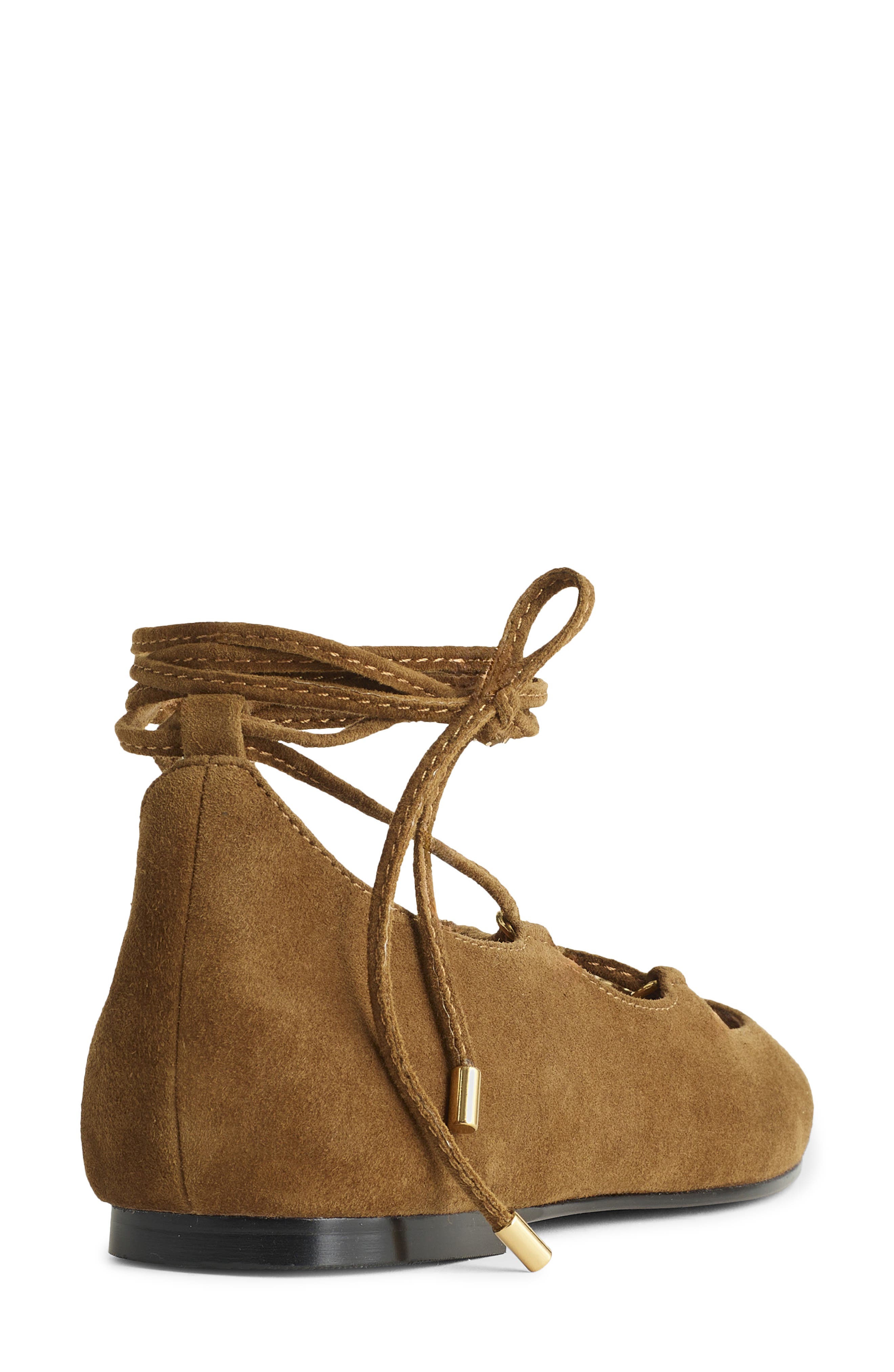 Madewell The Greta Lace-Up Ballet Flat, Alternate, color, Warm Chestnut