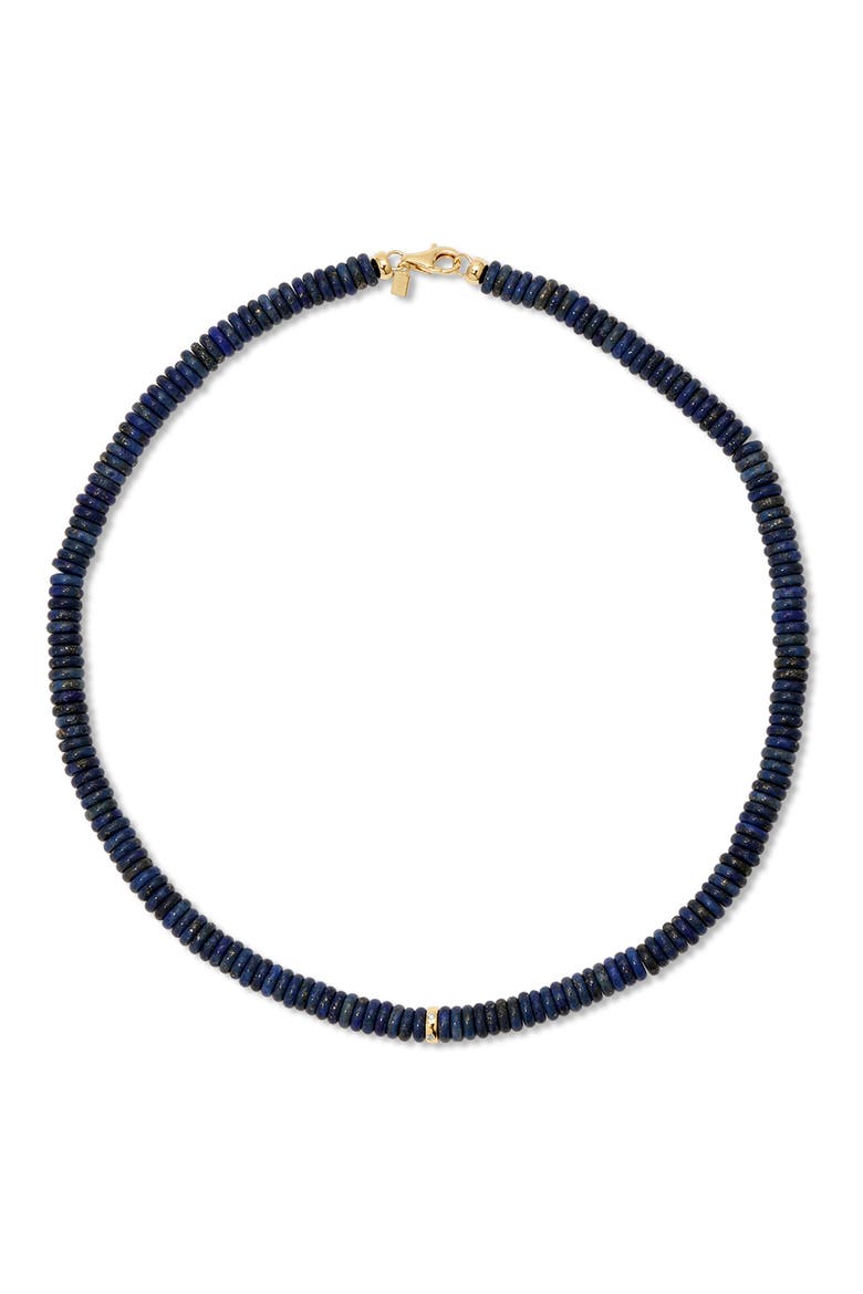 Semiprecious Stone Rondelle Bead Necklace, Main, color, 14K YELLOW GOLD / LAPIS