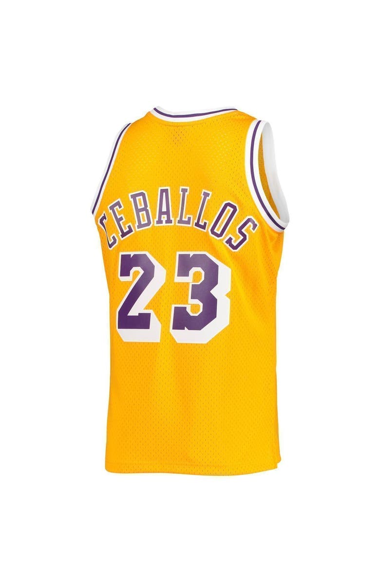 Mitchell & Ness Men's Mitchell & Ness Cedric Ceballos Gold Los Angeles Lakers 1994-95 Hardwood Classics Swingman Jersey, Alternate, color, 