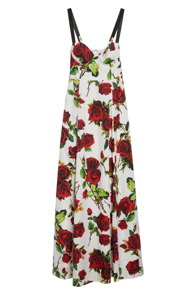 Sutton Floral Print Maxi Dress, Alternate, color, WHITE/ RED ROMANTIC ROSE