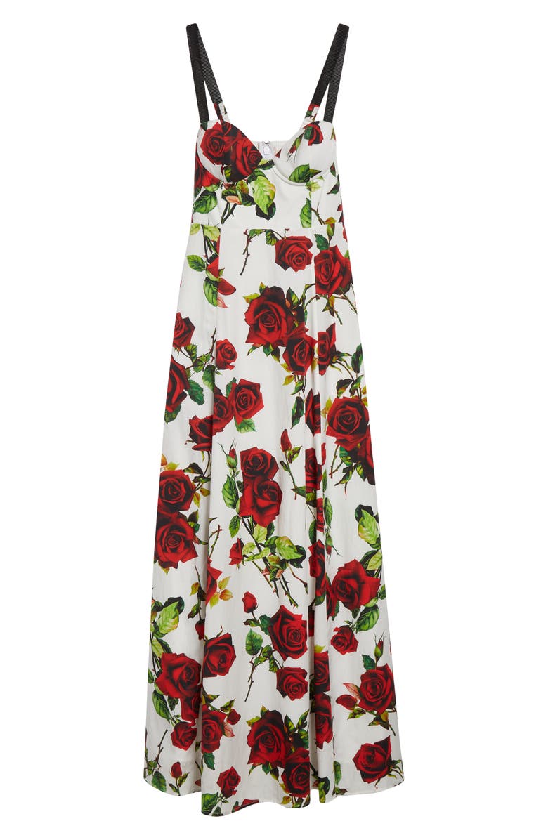L'AGENCE Sutton Floral Print Maxi Dress, Alternate, color, White/ Red Romantic Rose
