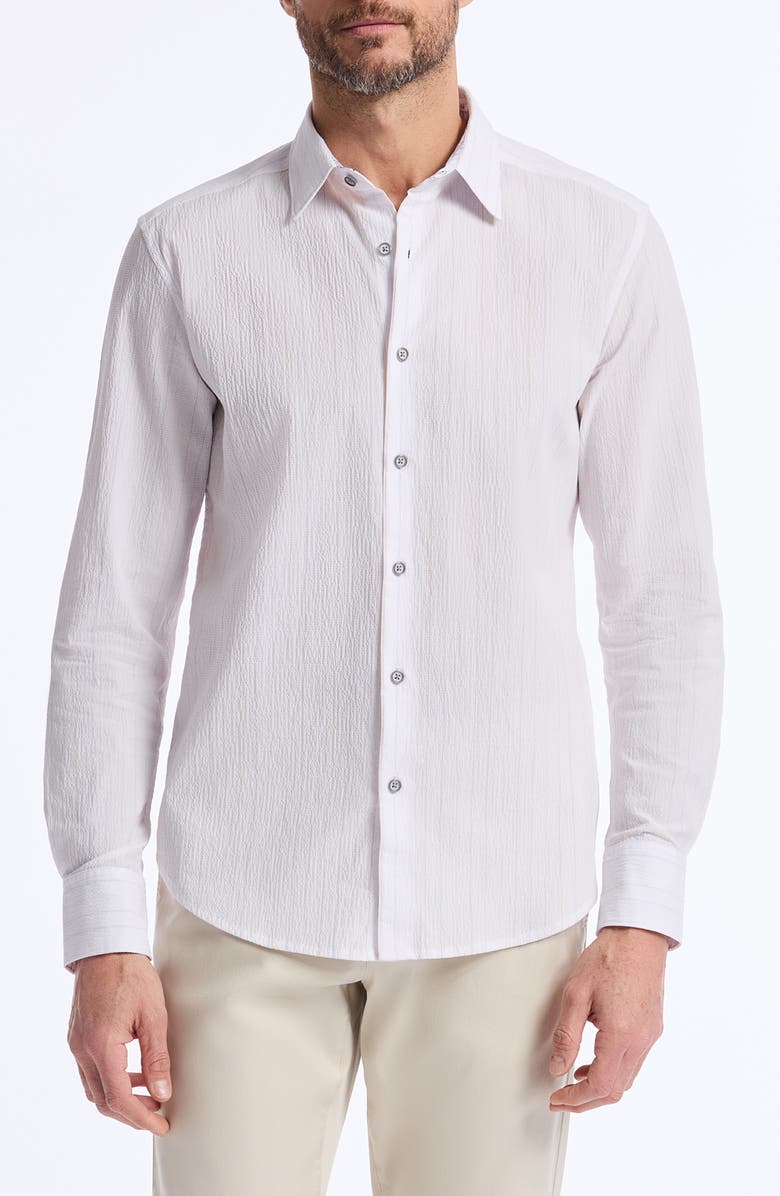 Robert Graham Long Sleeve Button Front Shirt, Main, color, White