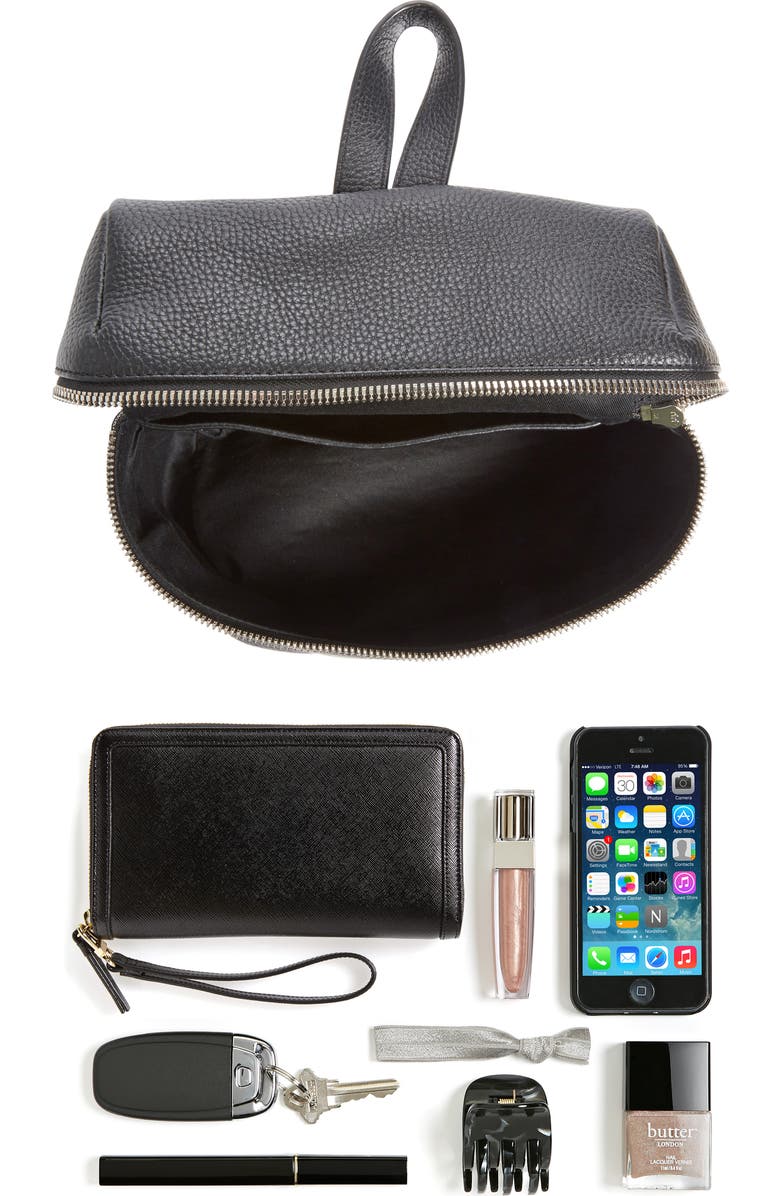 Kara Small Pebbled Leather Backpack, Alternate, color,