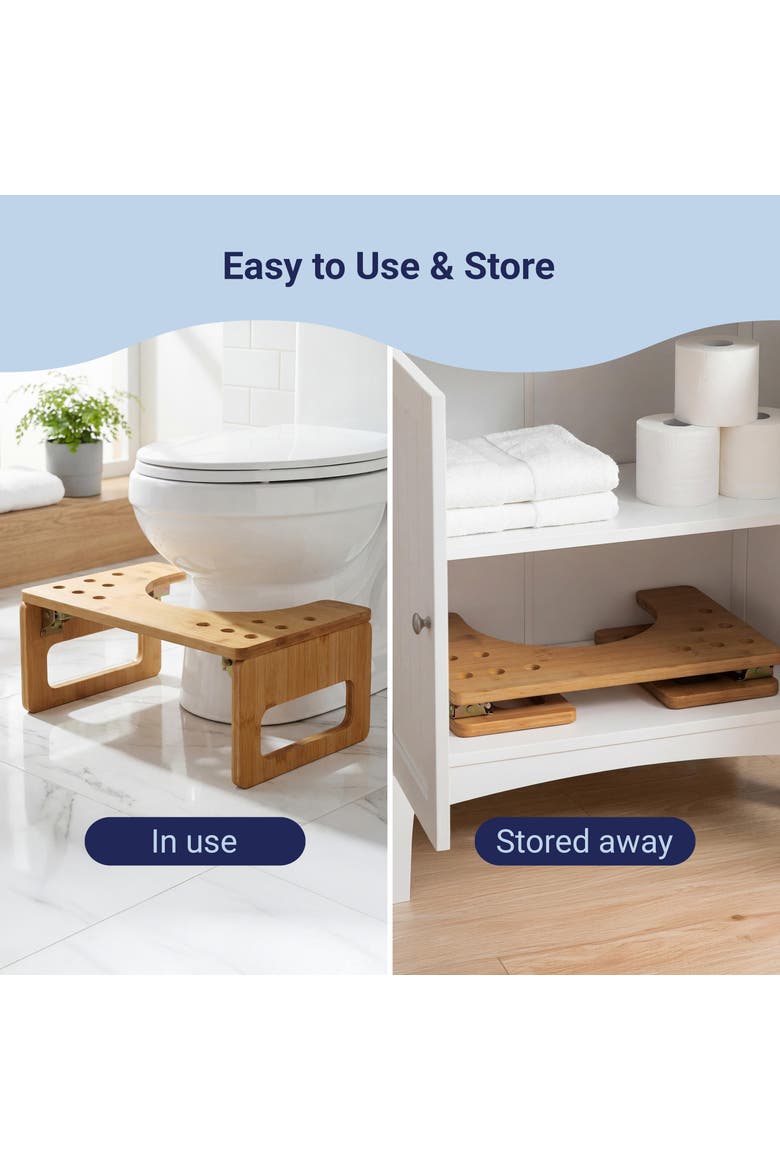 Koji 7 in. H Handcrafted  Foldable Space-Saving Squat Toilet Potty Step Stool, Alternate, color, Brown
