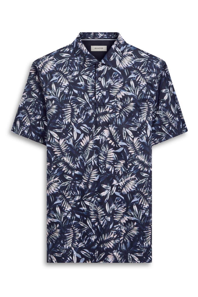 Hendrix Digital Leaf Print Pima Cotton Polo, Alternate, color, BLACK