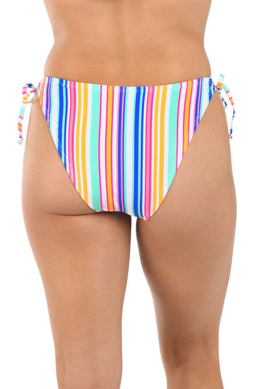 Citrus Shore Stripe Side Tie Bikini Bottoms In Multi
