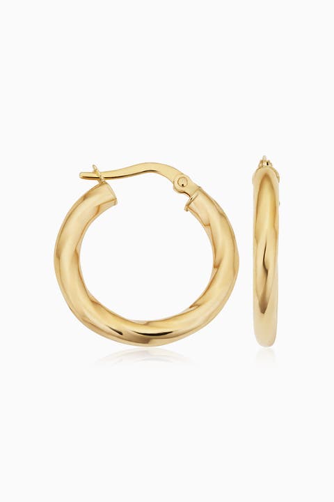 10K Gold Goddess Midi Hoops Earrings