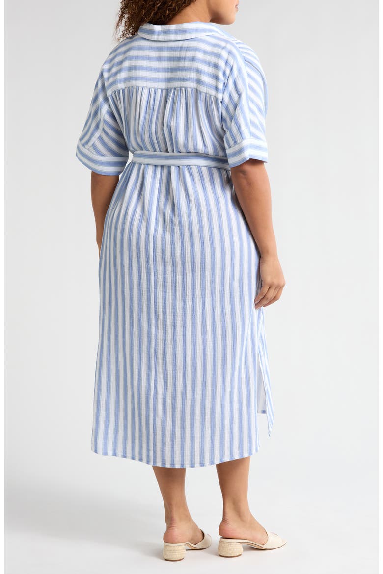 Belted Stripe Maxi Shirtdress, Alternate, color, WHITE- BLUE FRIDA STRIPE