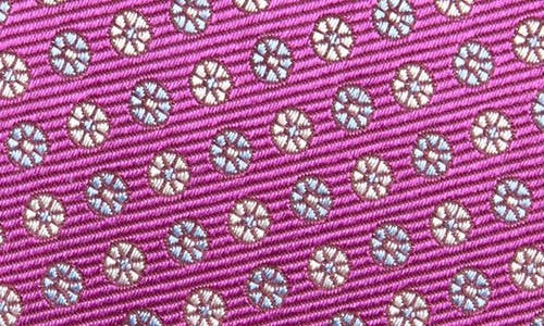David Donahue Floral Medallion Silk Tie In Purple