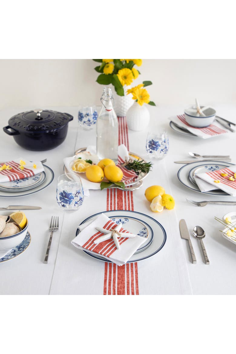 Linen Table Runner - Farmhouse, Alternate, color, Red and White