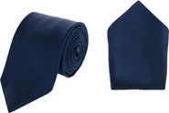 Trafalgar Sutton Solid Color Silk Necktie and Pocket Square Combo