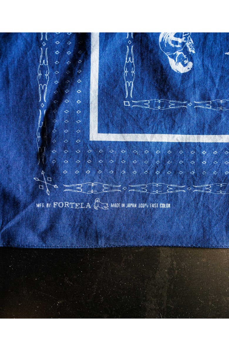 Fortela Printed Logo Cotton Bandana, Alternate, color, Indaco