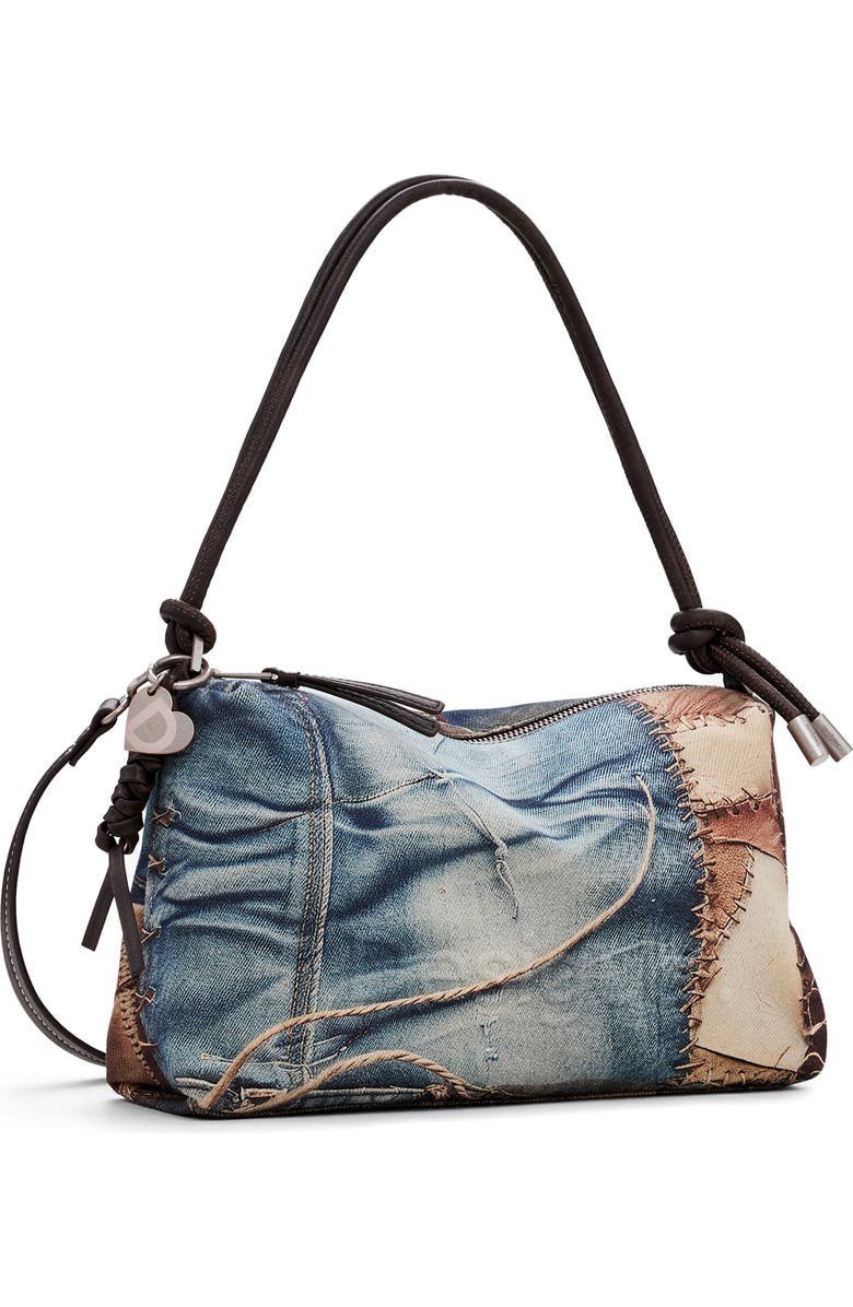 Desigual Denim Mixed Media Shoulder Bag, Alternate, color,