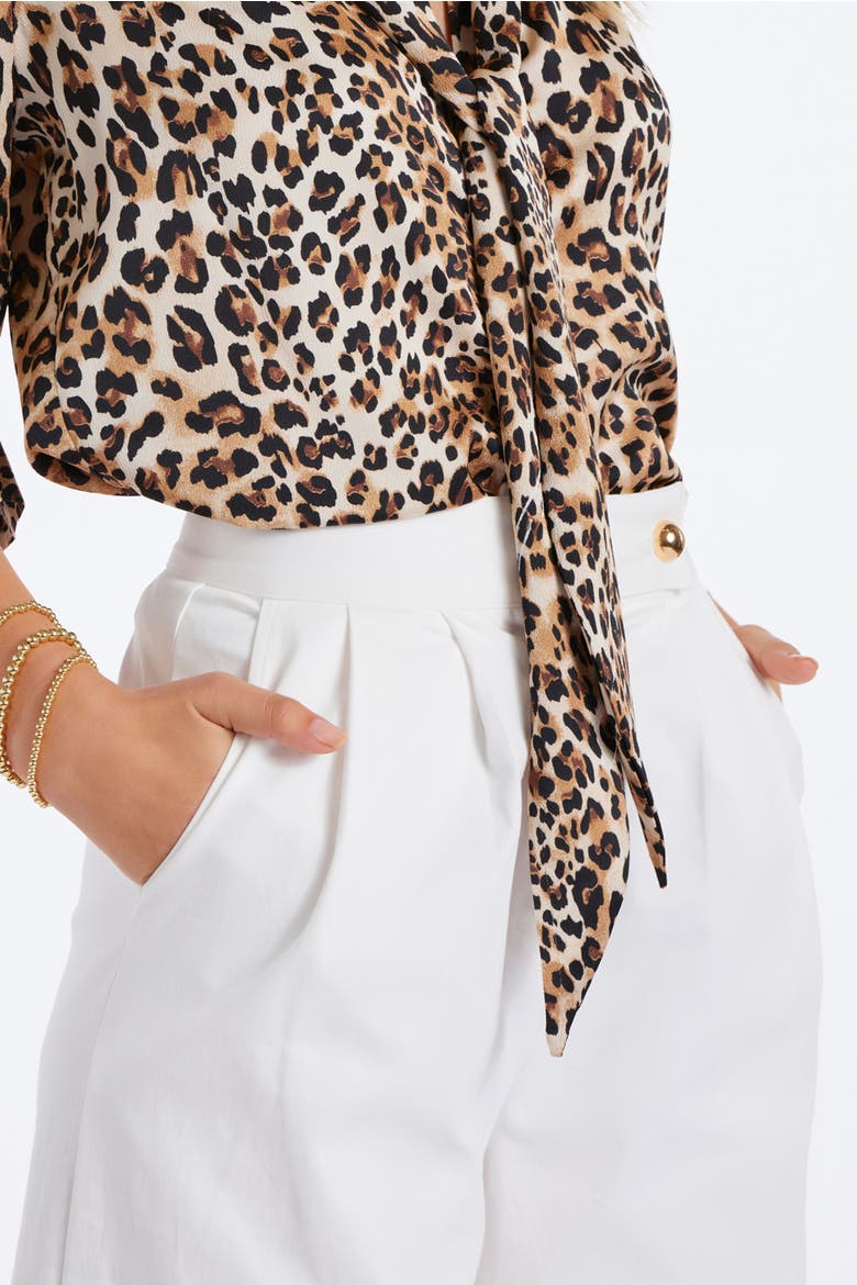 Remi Tie Neck Top, Alternate, color, Leo Print