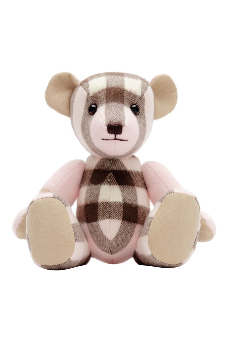 Check Cashmere Collectible Bear, Main, color, BOW PINK