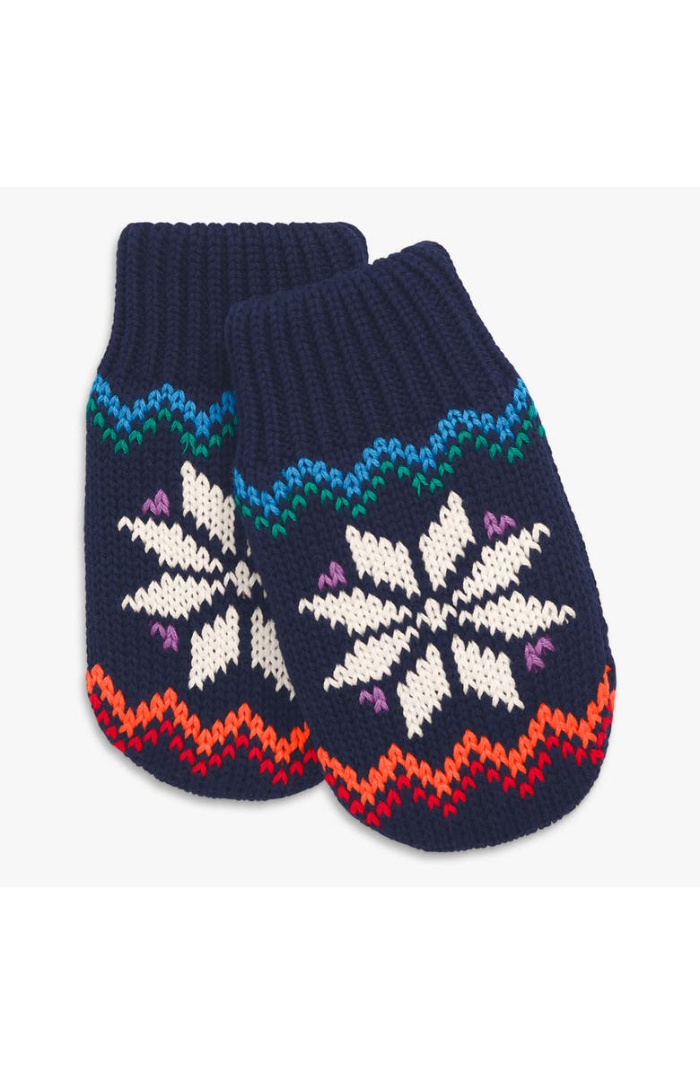 Primary Baby Fleece-Lined Snowflake Fair Isle Mittens, Main, color, Navy Rainbow